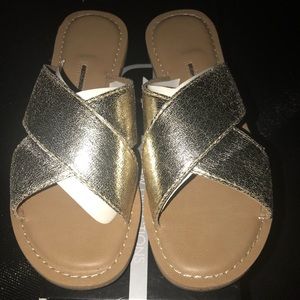 New Direction Gold Flat Sandals
